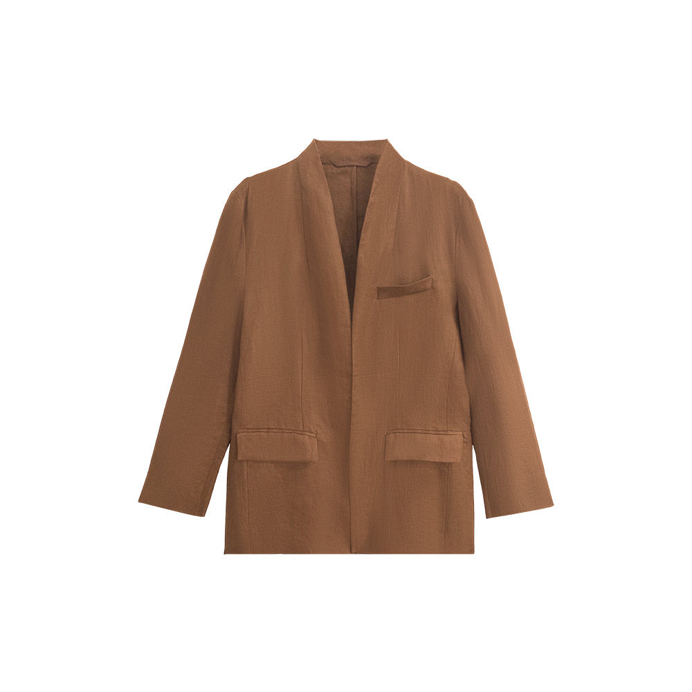 Effortless Old Money 100% Linen Open Front Blazer | Breathable Casual Suit Jacket for Women