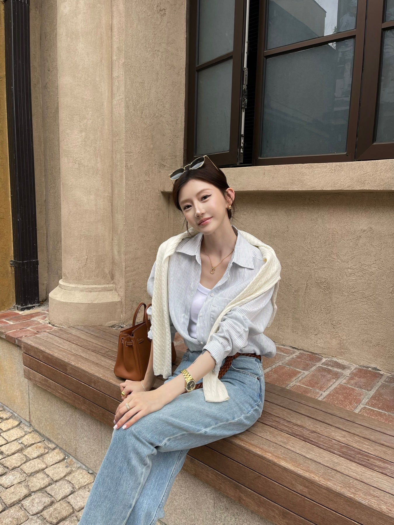 Women's 100% Linen Striped Button Down Shirt, Old Money Style, Breathable Long Sleeve Casual Shirt for Daily & Office Wear