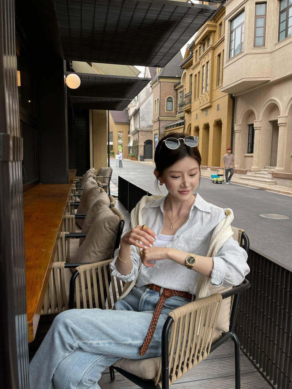 Women's 100% Linen Striped Button Down Shirt, Old Money Style, Breathable Long Sleeve Casual Shirt for Daily & Office Wear