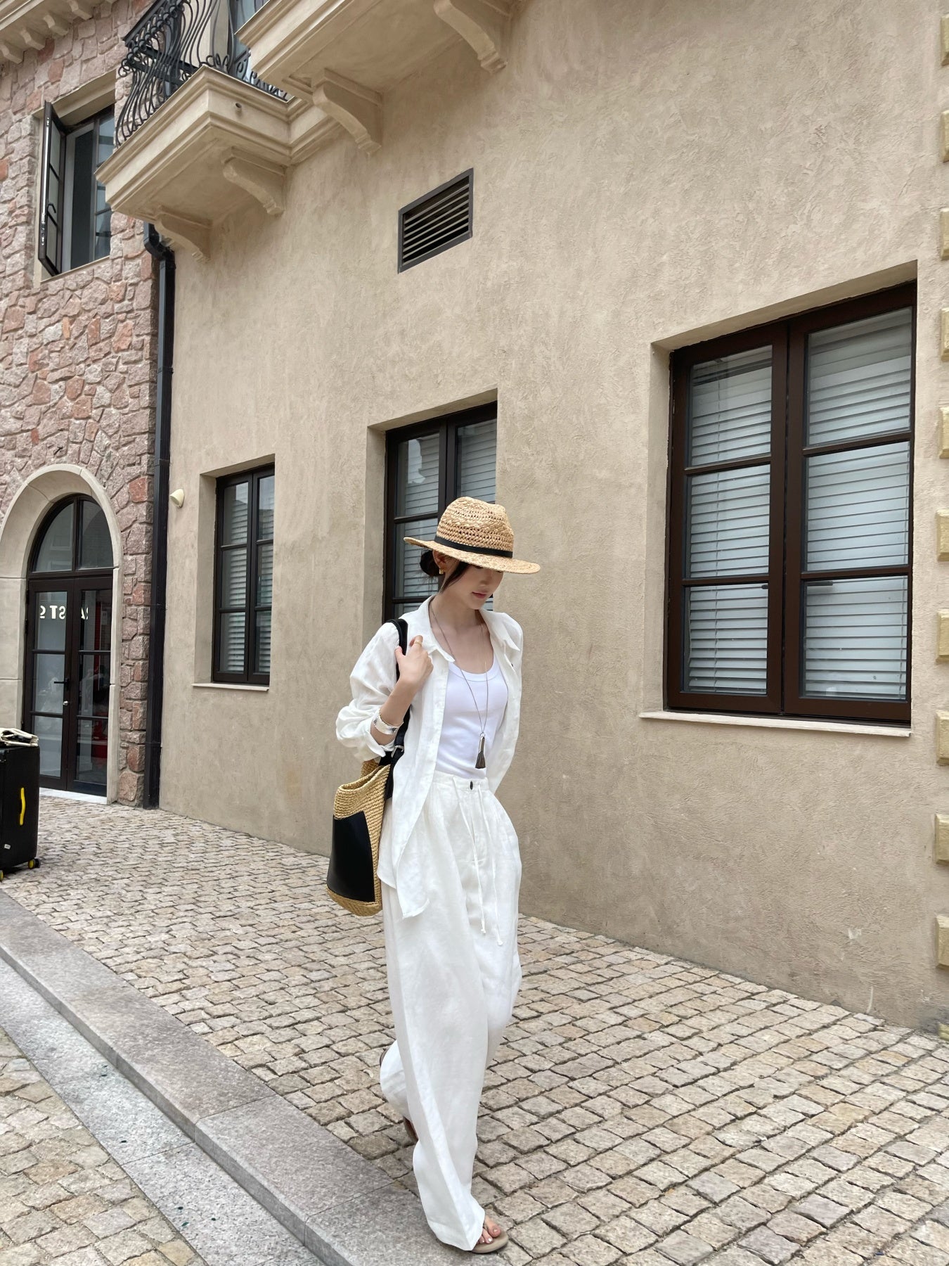 100% White Linen Wide Leg Pants for Women, Old Money High Waist Drawstring Trousers, Breathable Summer Casual Linen Pants