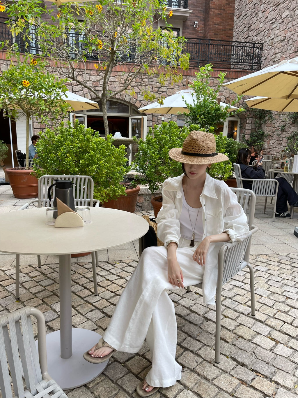 100% White Linen Wide Leg Pants for Women, Old Money High Waist Drawstring Trousers, Breathable Summer Casual Linen Pants