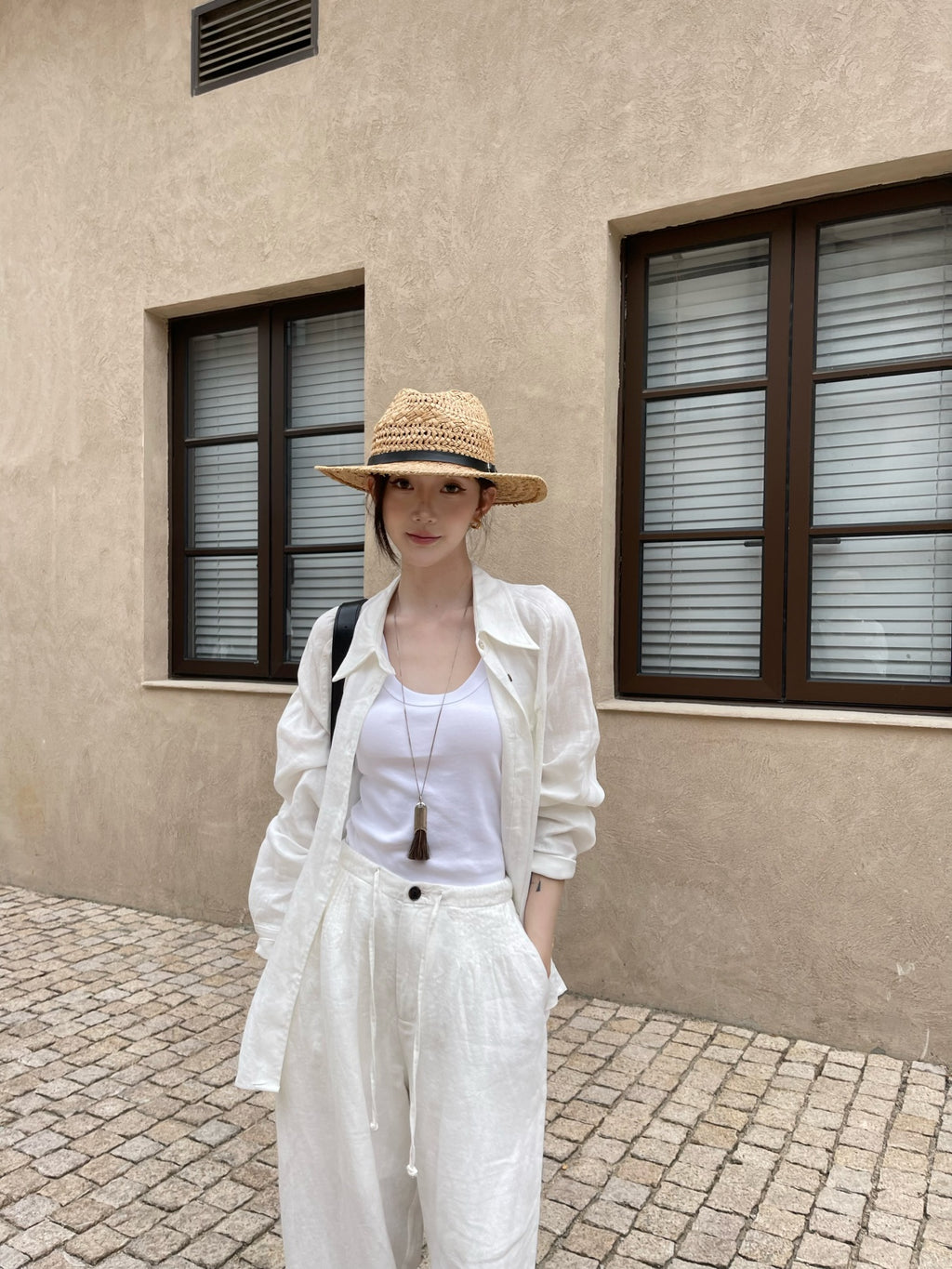 100% White Linen Wide Leg Pants for Women, Old Money High Waist Drawstring Trousers, Breathable Summer Casual Linen Pants