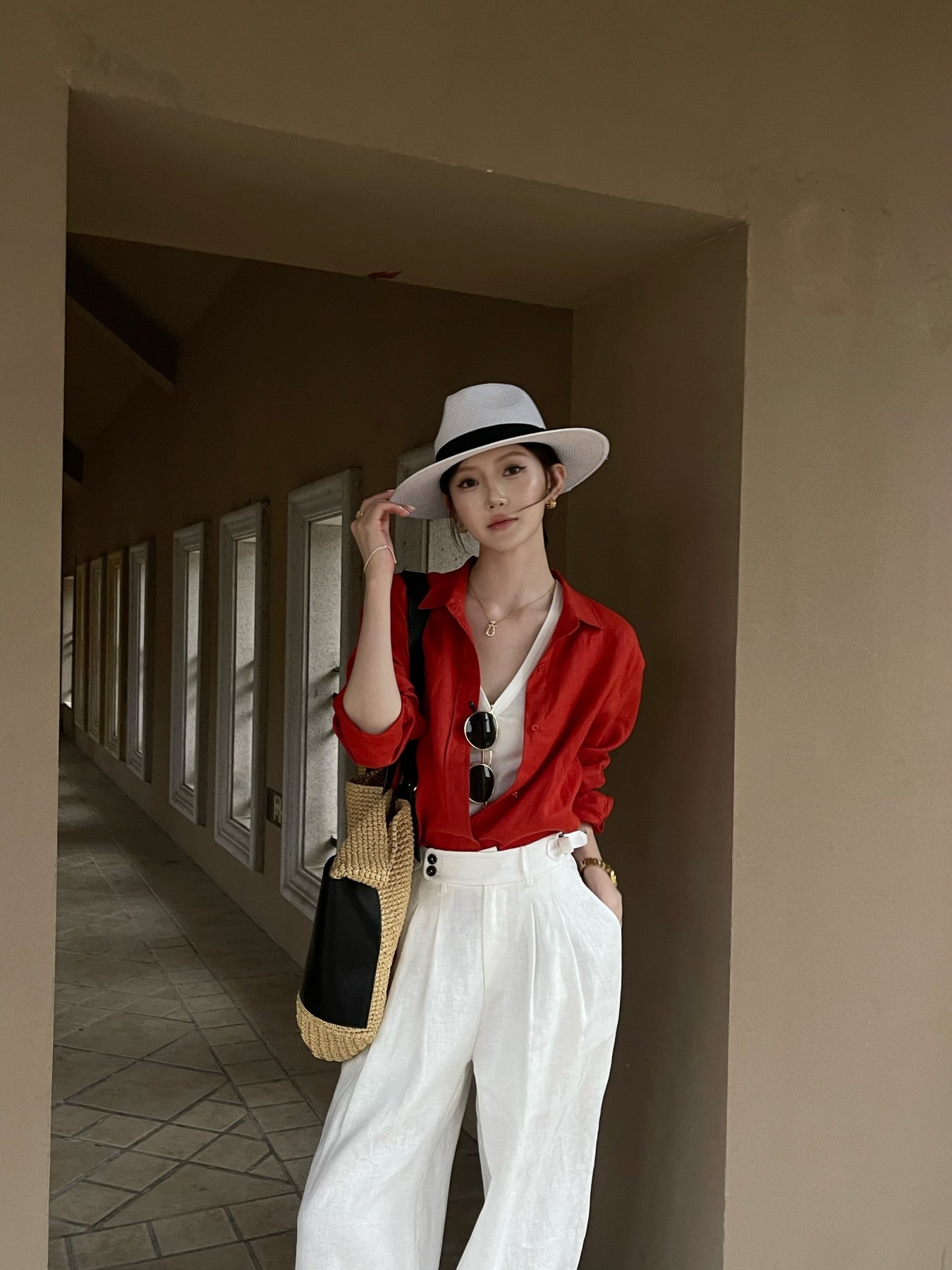 Premium Linen High Waist Wide Leg Pants, Timeless Quiet Luxury Adjustable Waist Trousers, Breathable Summer Pants for Women