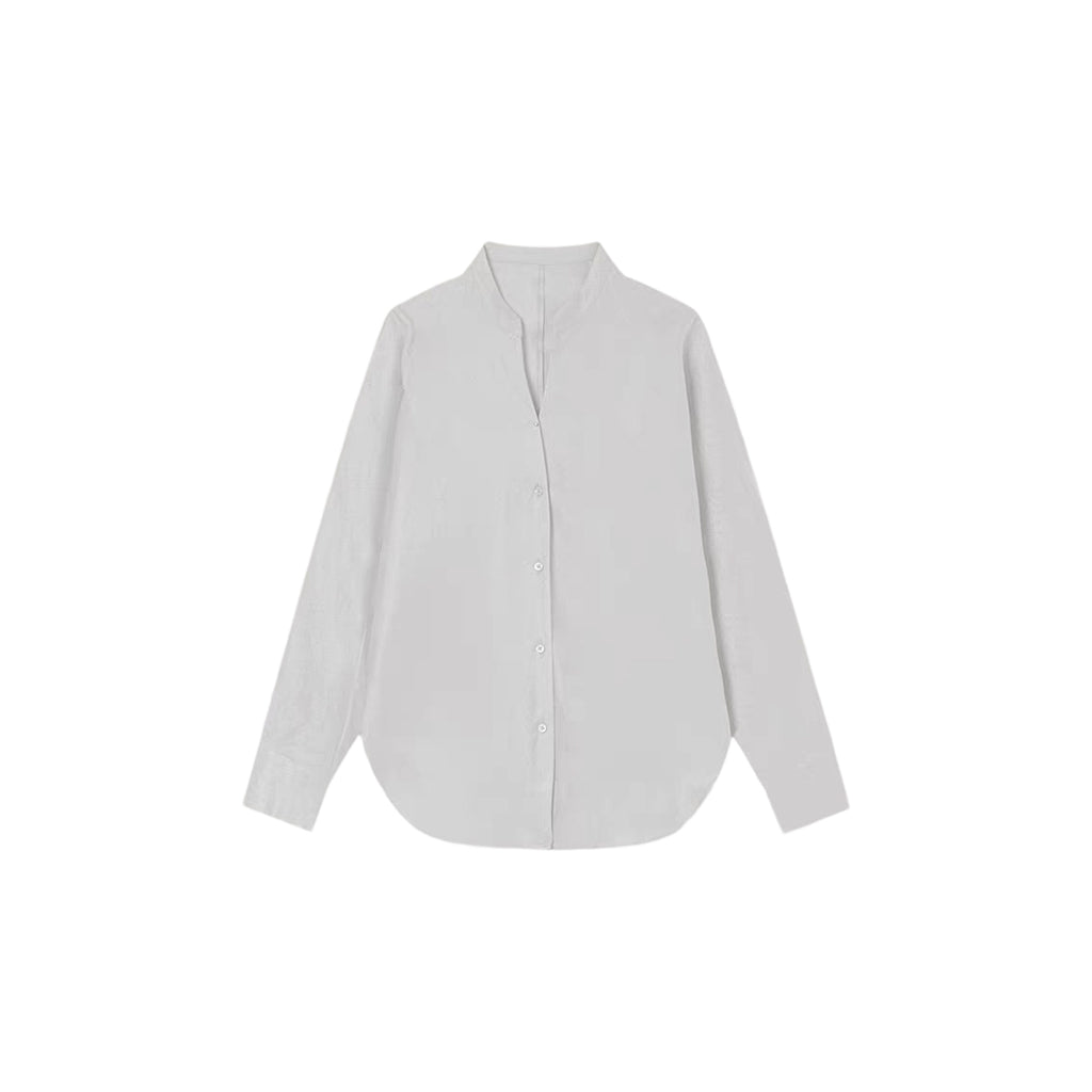 100% Pure Linen Stand Collar Shirt for Women | Relaxed Fit Breathable Long Sleeve Summer Casual Top