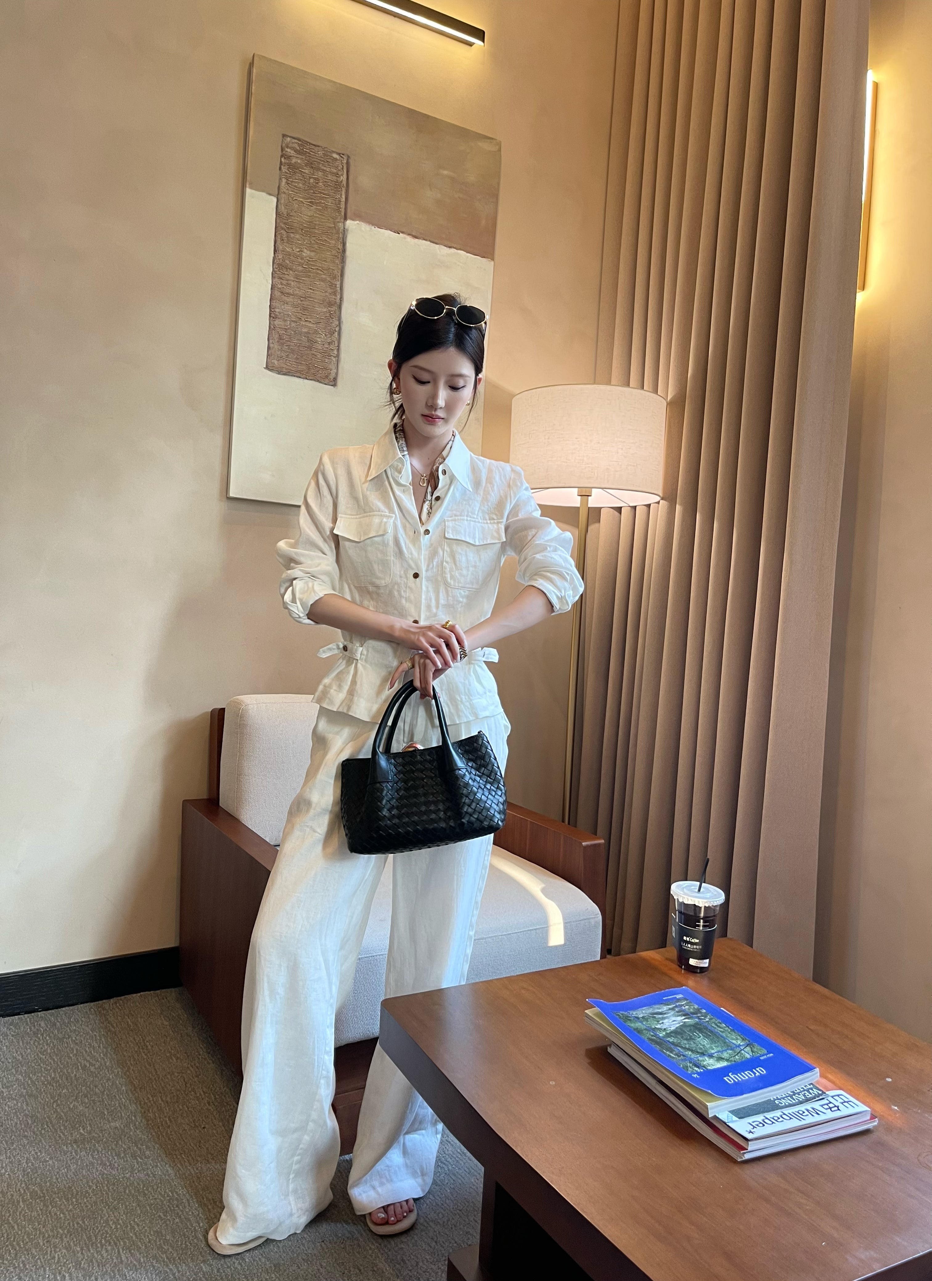 Breathable 100% Linen Cinched Waist Shirt | Old Money Office Blouse