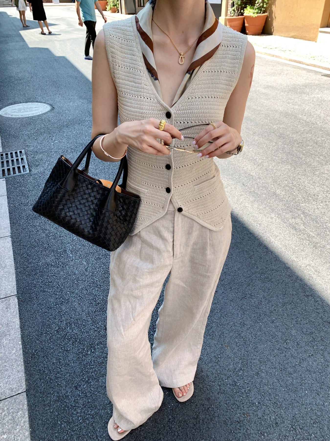 Luxury Wool Blend Knit Vest | Vintage V-Neck Sleeveless Cardigan for Women | Sanjun