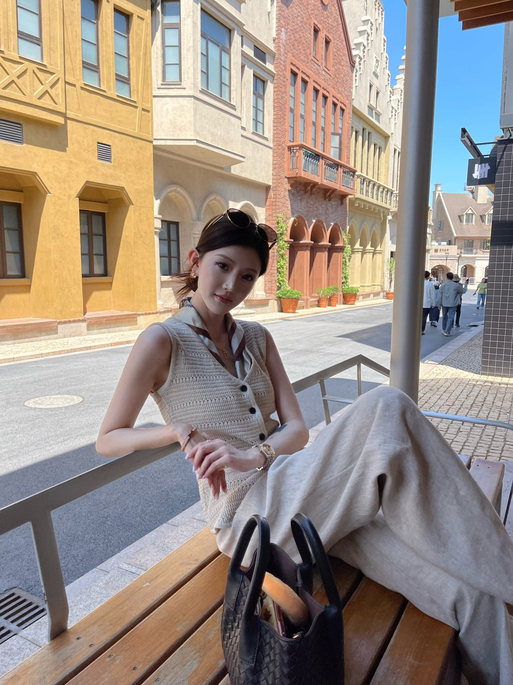 Luxury Wool Blend Knit Vest | Vintage V-Neck Sleeveless Cardigan for Women | Sanjun
