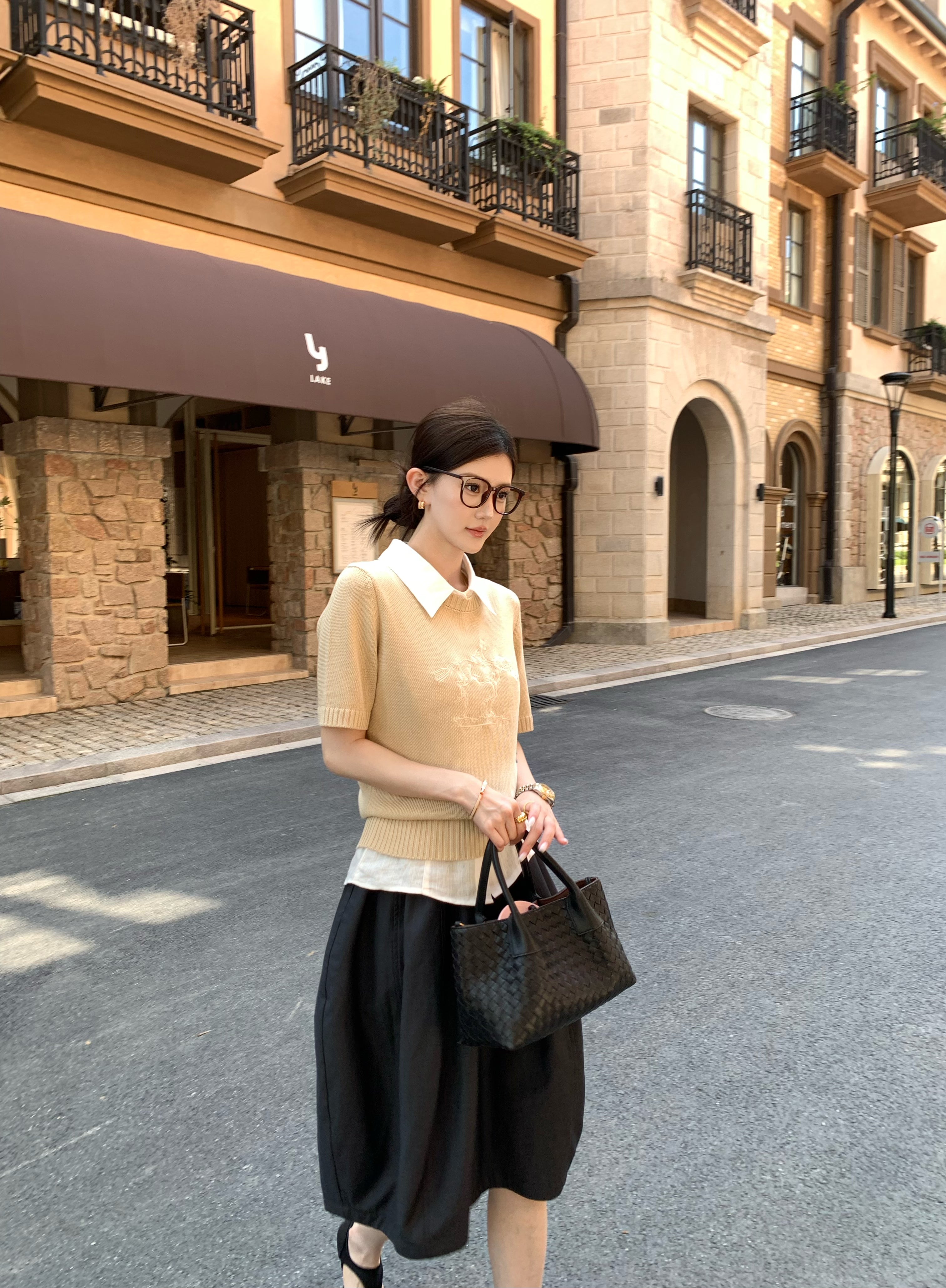 Quiet Luxury Equestrian Knit Top | Linen Cotton Blend Short Sleeve | Old Money Embroidery Sweater