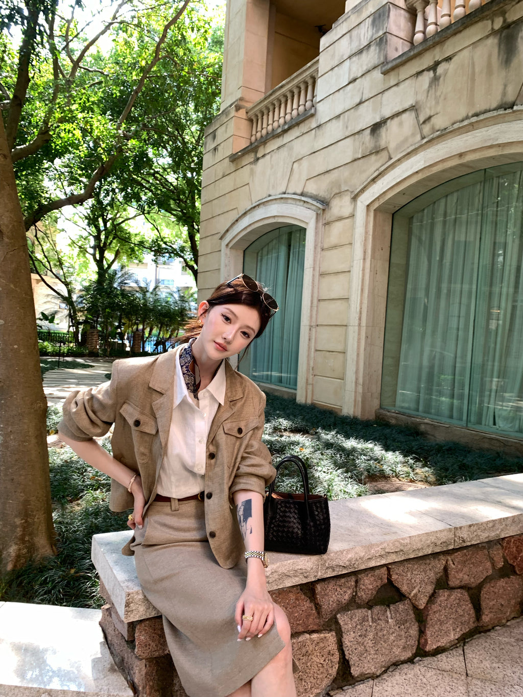 Quiet Luxury 100% Linen Midi Skirt | High Waist Old Money A-Line Skirt