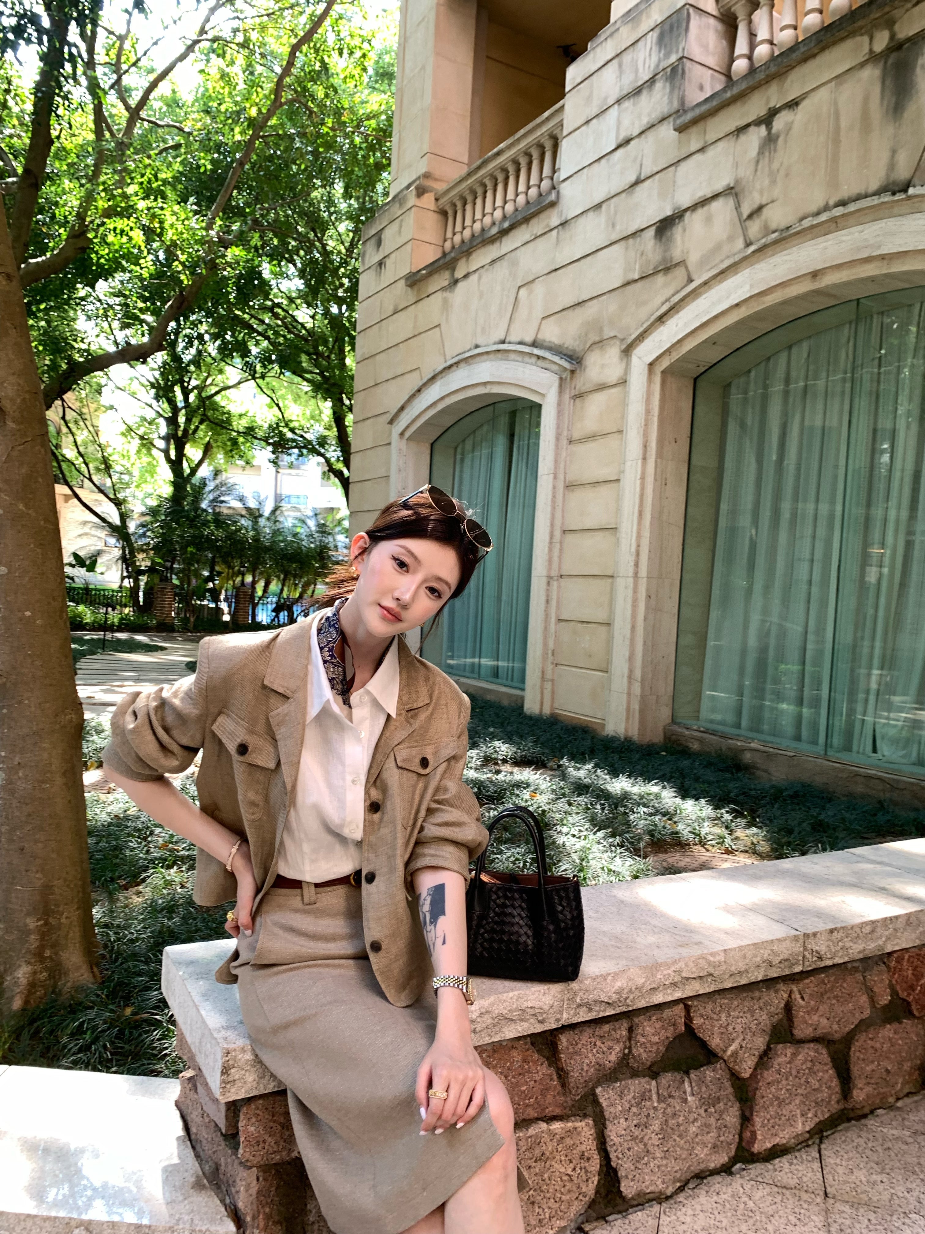 Quiet Luxury 100% Linen Midi Skirt | High Waist Old Money A-Line Skirt