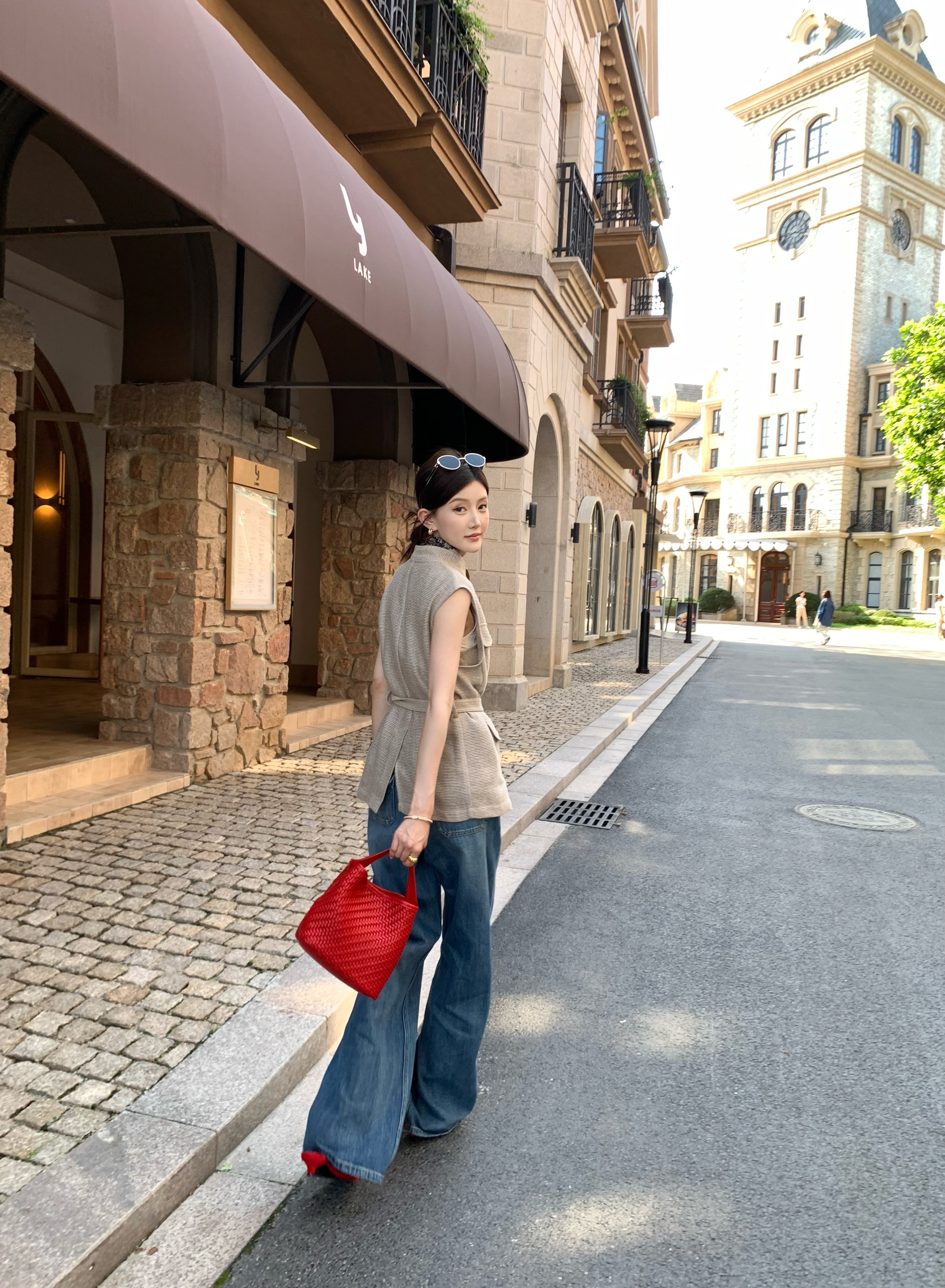 Quiet Luxury Linen Viscose Knit Vest | Belted Old Money Sleeveless Cardigan
