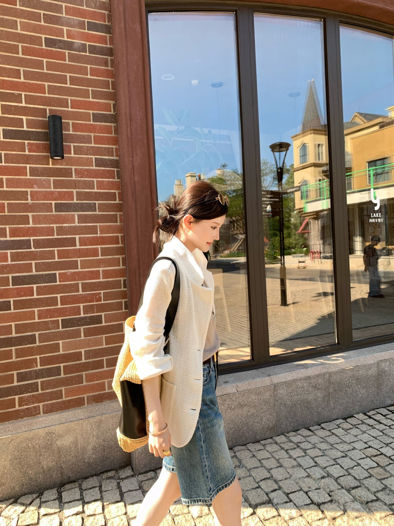 100% Cotton Waffle Blazer for Women | Old Money Style Oversized Casual Blazer