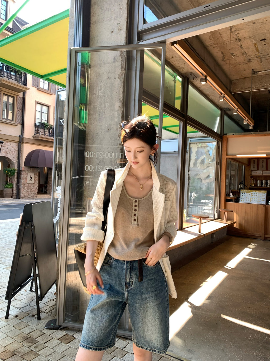 100% Cotton Waffle Blazer for Women | Old Money Style Oversized Casual Blazer