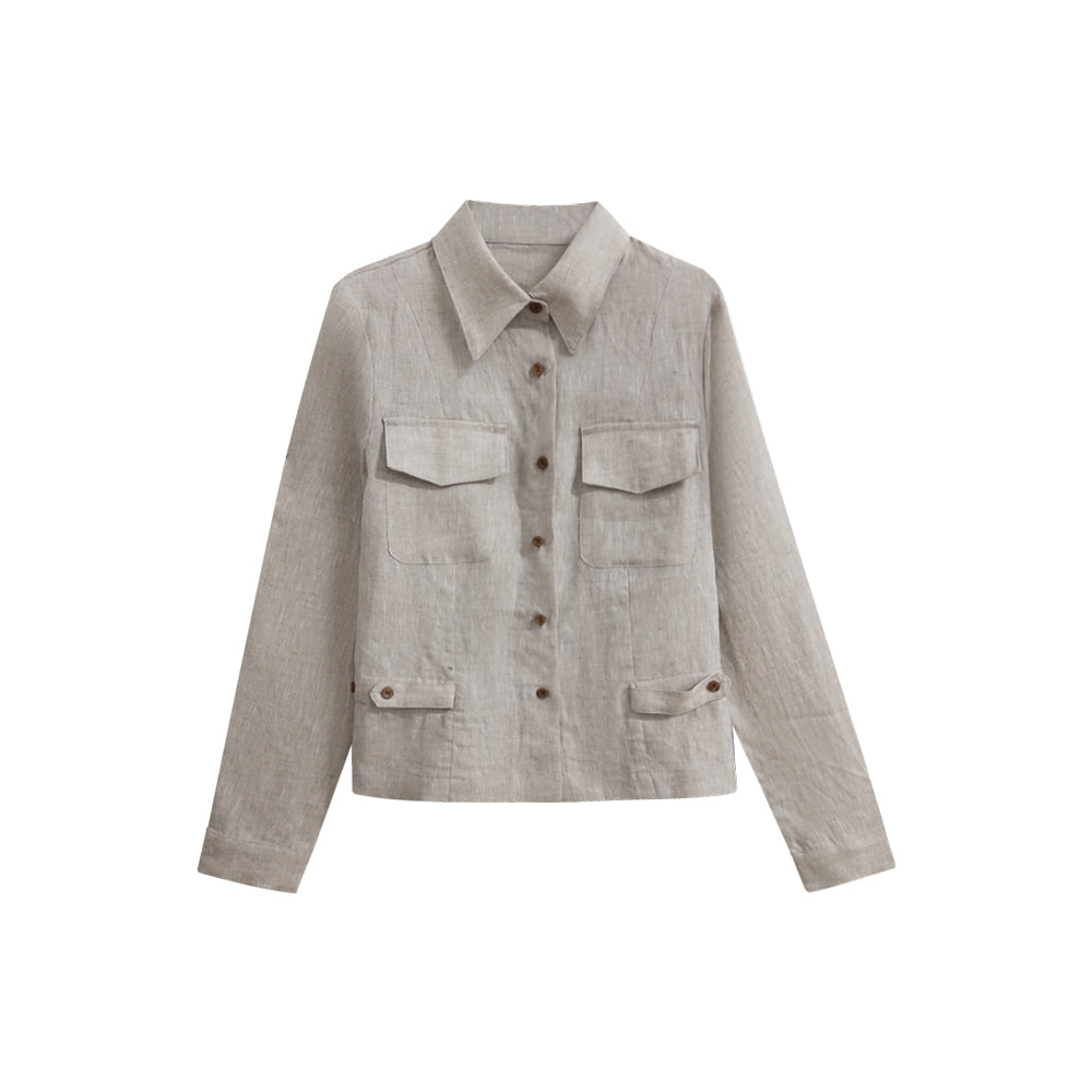 Breathable 100% Linen Cinched Waist Shirt | Old Money Office Blouse