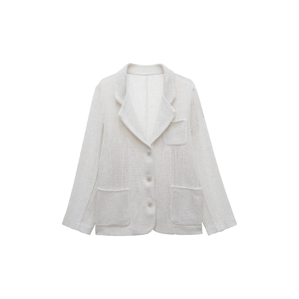 100% Cotton Waffle Blazer for Women | Old Money Style Oversized Casual Blazer