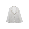 100% Cotton Waffle Blazer for Women | Old Money Style Oversized Casual Blazer