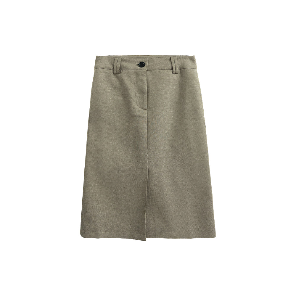 Quiet Luxury 100% Linen Midi Skirt | High Waist Old Money A-Line Skirt