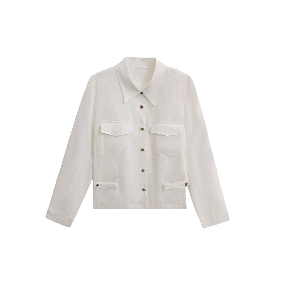 Breathable 100% Linen Cinched Waist Shirt | Old Money Office Blouse